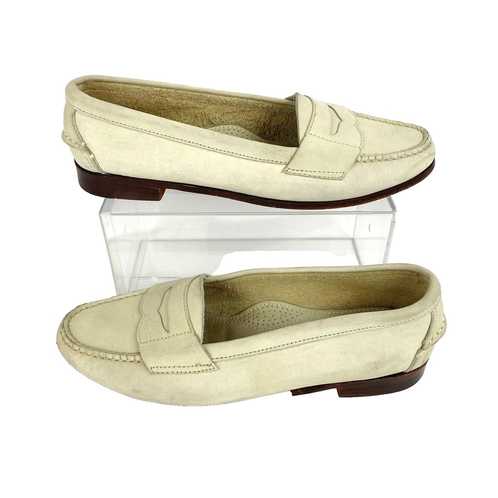 Cole Haan Leather Penny Loafers Women's 9.5 M Driving Mocs Flats Beige Slip On